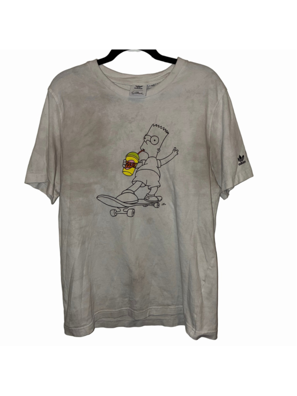 Adidas x The Simpsons Bart Graphic Tee Shirt White Gray Tie-Dye Size M
